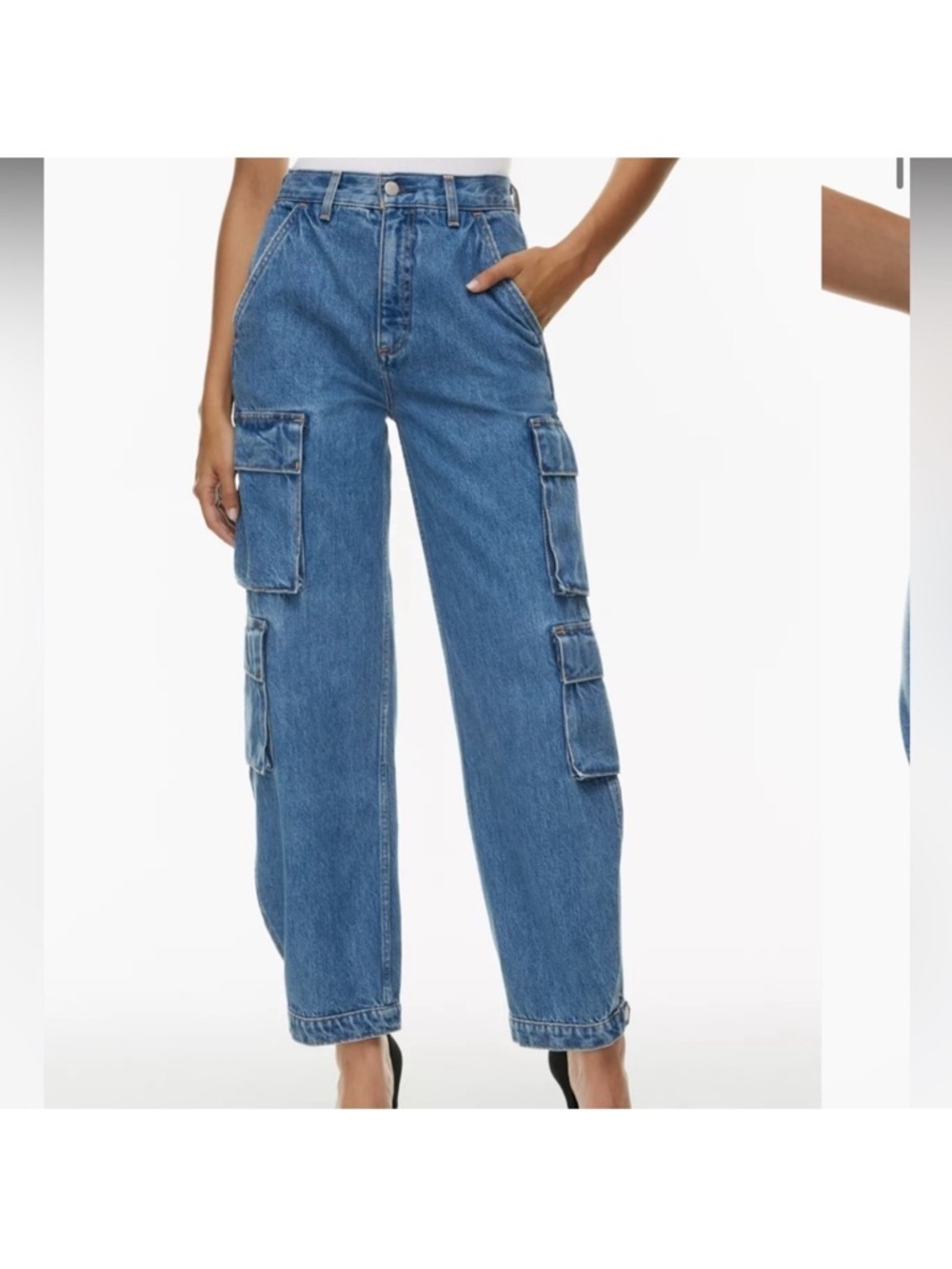 Aritzia Denim Forum The 90's Millie hi-rise cargo jeans loose barrel sz 26